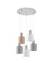 SE21-NM-4-5BL-SH123 ADEPT FLEX Nickel Matt Pendant White, Grey, Brown Fabric Shade+ HOMELIGHTING 77-8931