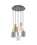 SE21-GM-4-5BL-SH123 ADEPT FLEX Gold Matt Pendant White, Grey, Brown Fabric Shade+ HOMELIGHTING 77-8946