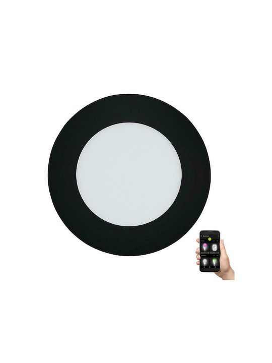 Στρογγυλό Χωνευτό Μαύρο 11,7cm LED Panel 5,4w 2700-6500K 700lm Τηλεχειριστήριο Eglo Fueva 900106