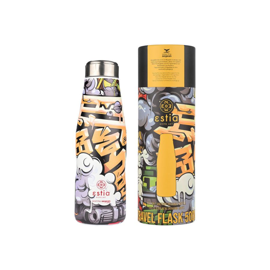 Θερμός 500ml Travel Flask Εstia Home Art Save The Aegean Graffiti Rhythm 01-22068