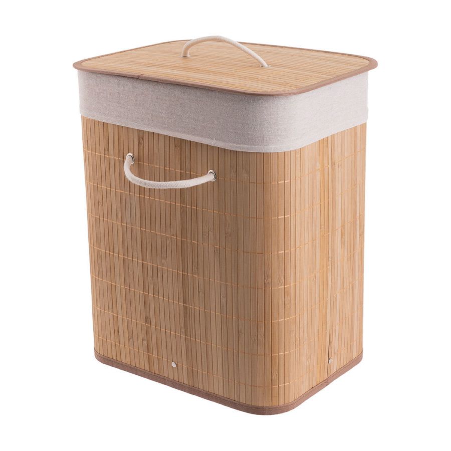 Καλάθι Απλύτων Ορθογώνιο Πτυσσόμενο 60lt Bamboo Essential  Estia Home Art 02-12816