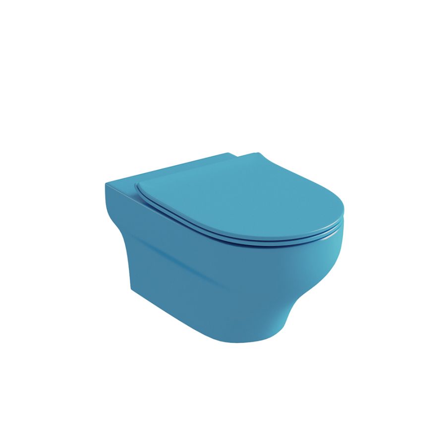 Olympia Clear Rimless Turquoise Matt - Λεκάνη κρεμαστή με κάλυμμα Urea Αntibacterial Slim Soft Close 50124-50125