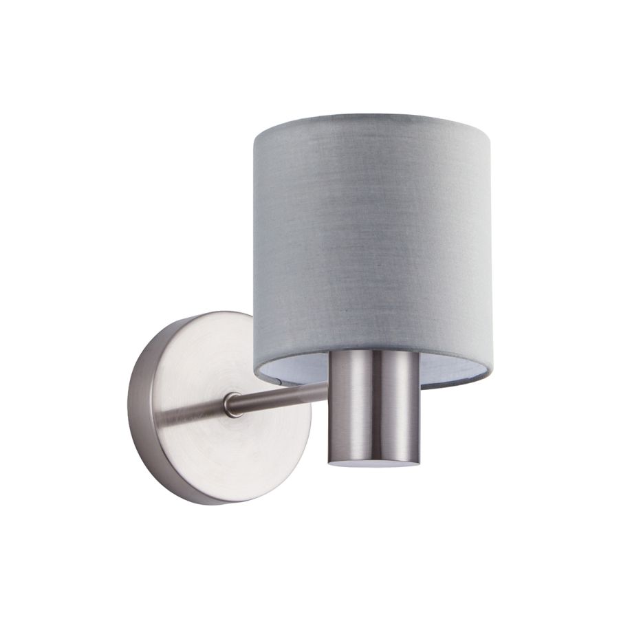 SE21-NM-16-SH2 ADEPT NICKEL MATT WALL LAMP GREY SHADE+ HOMELIGHTING 77-8300