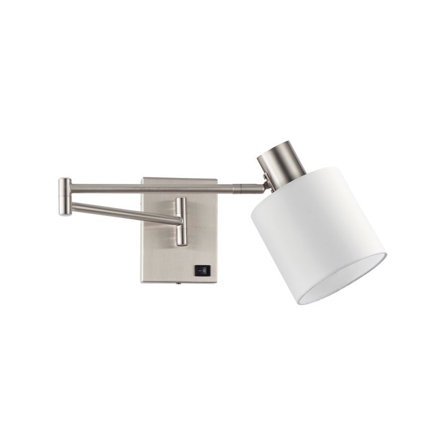 SE21-NM-52-SH1 ADEPT WALL LAMP Nickel Matt Wall lamp with Switcher and White Shade+ HOMELIGHTING 77-8372