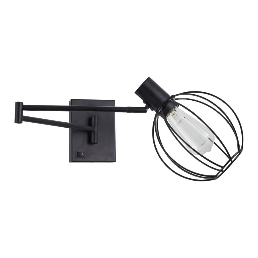 SE21-BL-52-GR2 ADEPT WALL LAMP Black Wall Lamp with Switcher and Black Metal Grid+ HOMELIGHTING 77-8382