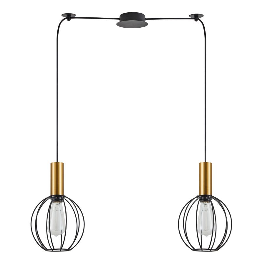 SE21-GM-4-BL2-GR1 ADEPT TUBE Gold Matt Pendant Black Metal Grid+ HOMELIGHTING 77-8627