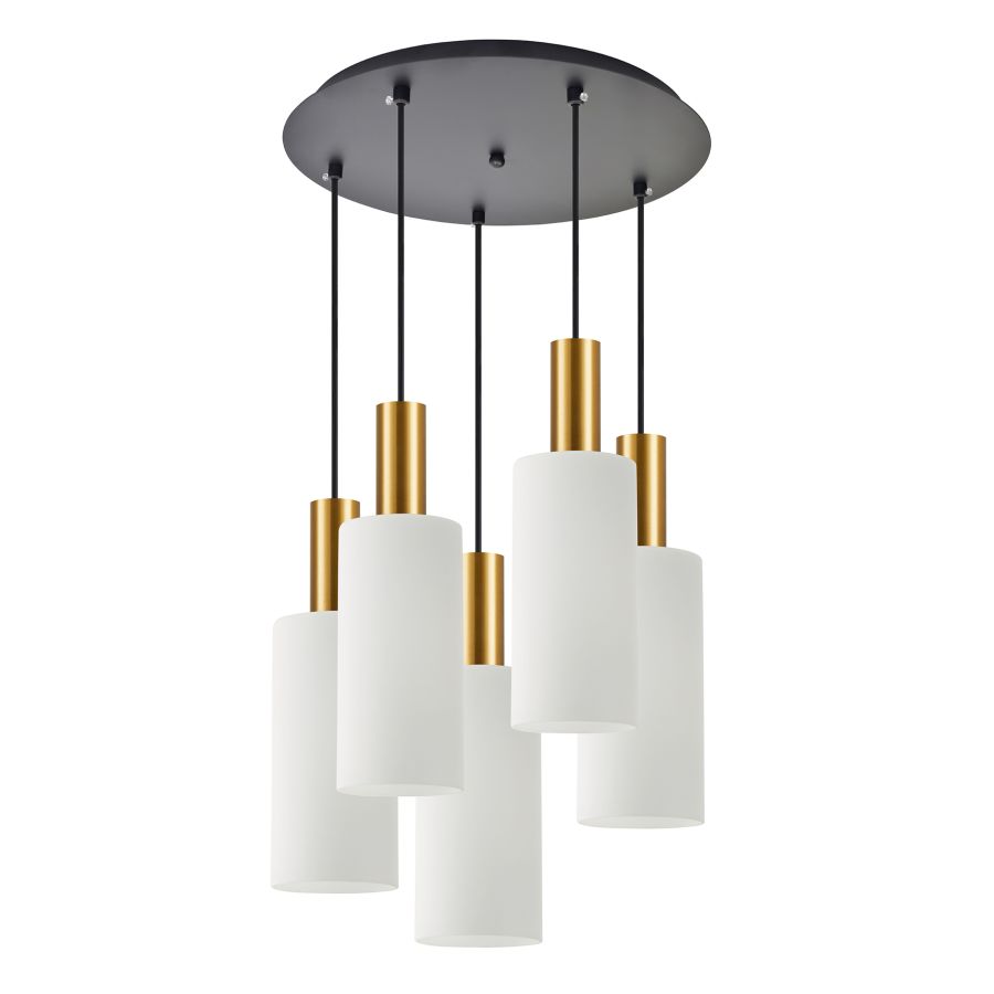 SE21-GM-4-5BL-GL3 ADEPT TUBE Gold Matt Pendant White Glass+ HOMELIGHTING 77-8657