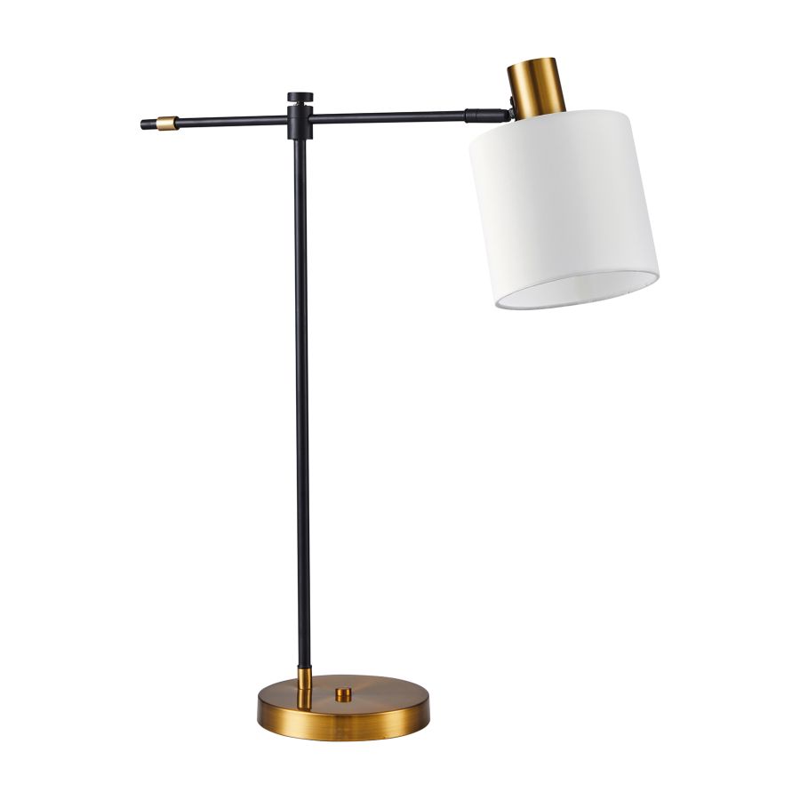 SE21-GM-36-SH1 ADEPT TABLE LAMP Gold Matt and Black Metal Table Lamp White Shade+ HOMELIGHTING 77-8876