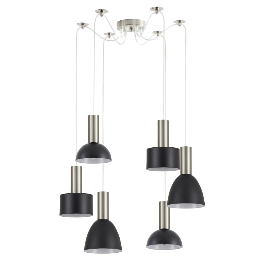 SE21-NM-4-BL6-MS12 ADEPT FLEX Nickel Matt Pendant Black Metal Shade+ HOMELIGHTING 77-8928