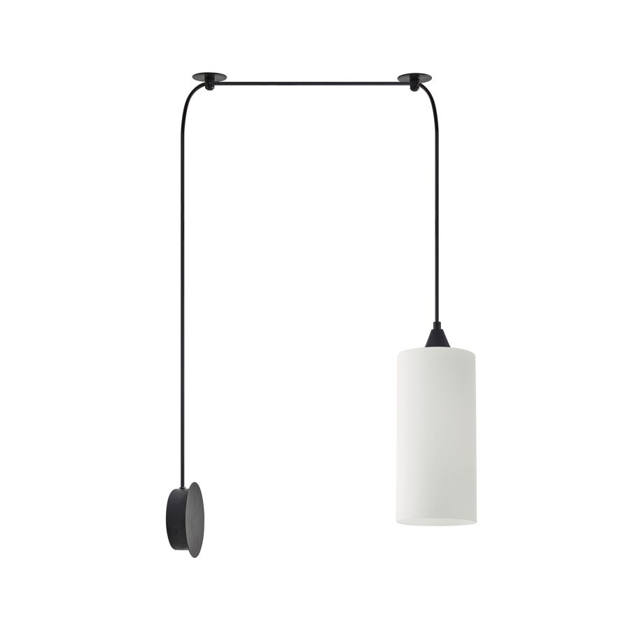 SE21-BL-4-BL1W-GL3 ADEPT TUBE Black Matt Wall Lamp White Glass+ HOMELIGHTING 77-8999