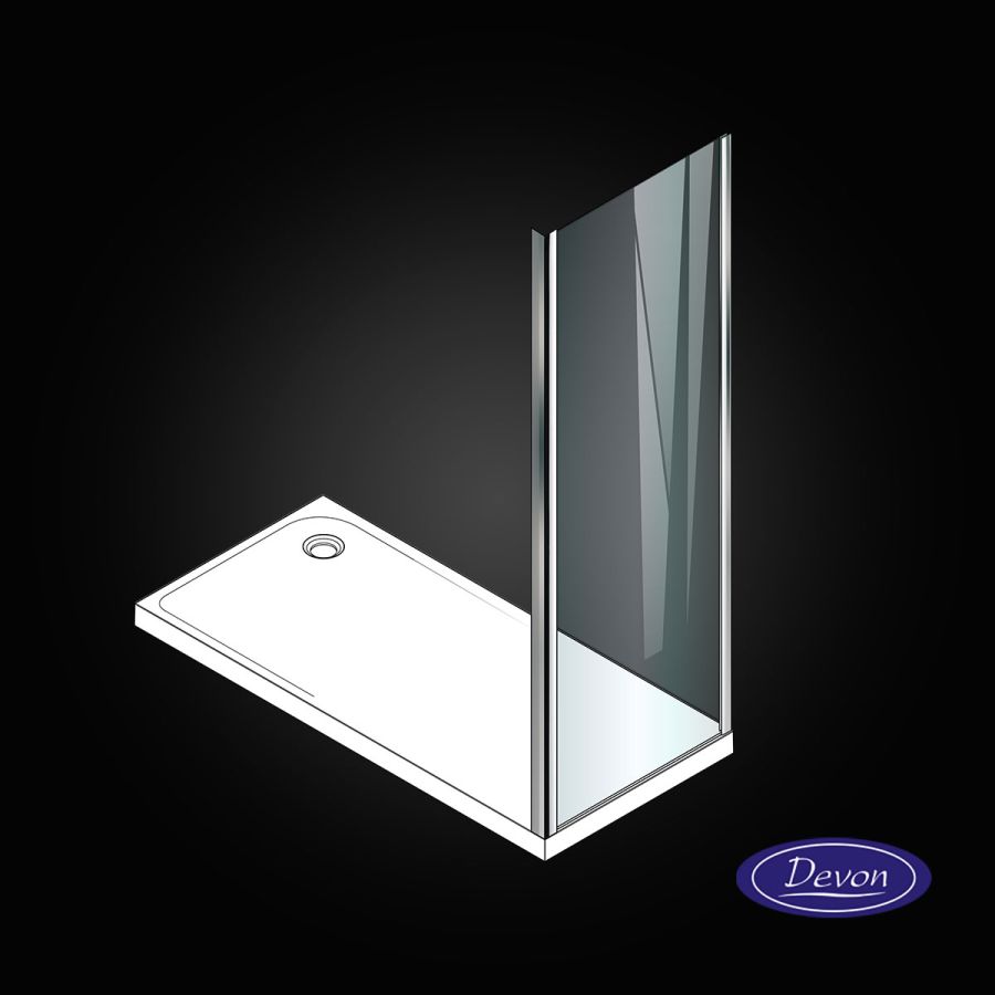 Πλαϊνό Σταθερό M70xY195cm Πόρτας Ντουσιέρας Προφίλ Mirror Finish 6mm Κρύσταλλο Clean Glass Devon Flow Side Panel SPF70C-100