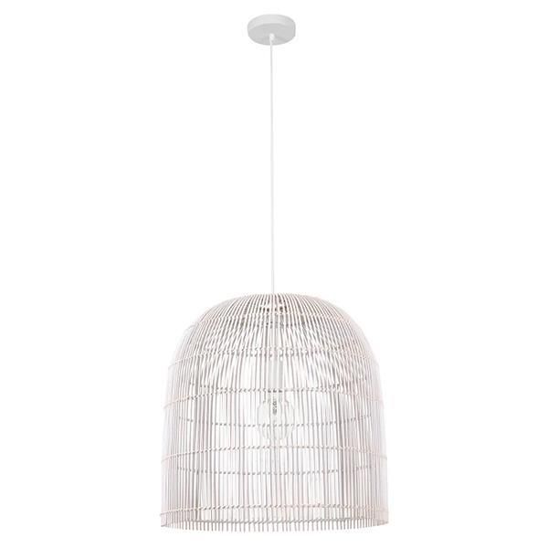 Φωτιστικό Κρεμαστό Ø50xH200cm 1xE27 Rattan Ψάθα Λευκό Eurolamp 144-33016