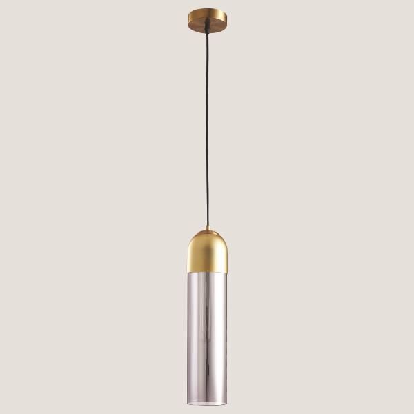 Φωτιστικό Κρεμαστό Ø10xH190cm 1xE14 220V 50/60Hz Gold & Smoky Glass Eurolamp Arte Illumina 144-40010