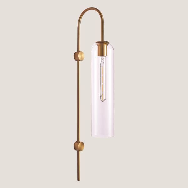 Απλίκα Τοίχου Ø10xH70cm 1xE27 220V 50/60Hz Gold & Clear Glass Eurolamp Arte Illumina 144-56002