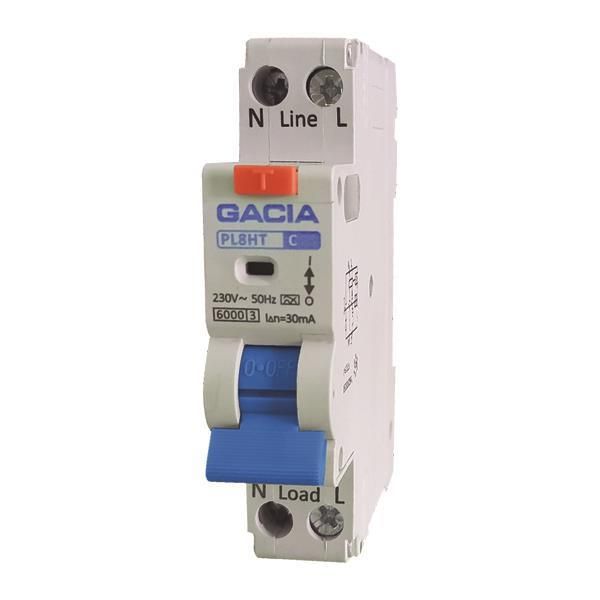 ΡΕΛΕ RCBO ΜΟΝΟΠΟΛΙΚΟ 10A 6KA 30mA 1+N GACIA TYPE B Eurolamp 500-43551