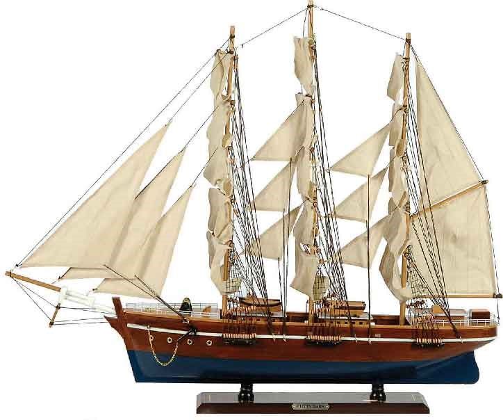 Ξύλινο Καράβι Ιστιοφόρο Cutty Sark 90x17xH75cm Χρώμα Καφέ-Μπλε 31117