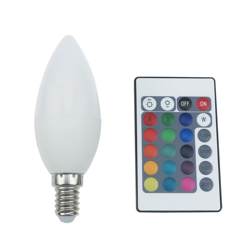 LED SMD CANDLE E14 230V 4W IR RGB+3000K 120° 300Lm Ra80 ACA C37414RGBWN