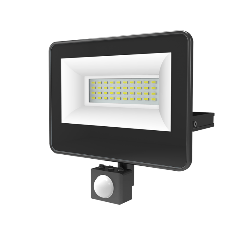 BLACK SENSOR LED SMD FLOOD LUMINAIRE IP66 30W 4000K 3100Lm 230V AC RA80 ACA V3040S