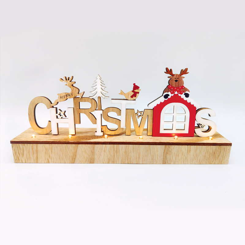 "WOODEN TABLE XMAS", 6 LED ΛΑΜΠ. ΜΠΑΤ. (2xAA), WW,IP20, 30X6X13CM ACA X06611244