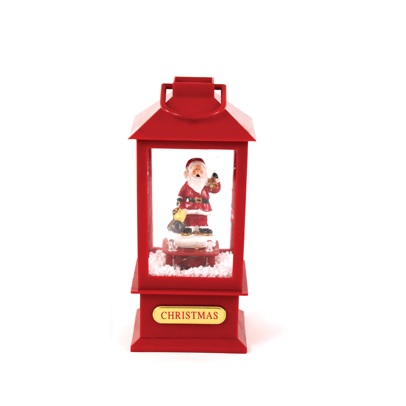 "PLASTIC SNOWY MUSIC SANTA LANTERN", 2 MINI LED ΛΑΜΠΑΚ. WW, ΜΠΑΤ. (3ΑA),IP20, 10Χ10Χ20CM ACA X0721106B