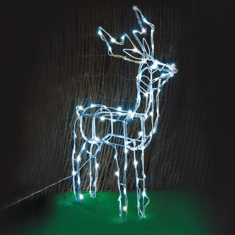 "STANDING REINDEER" 100 LED ΣΧΕΔ. ΛΑΜΠ ΣΕΙΡΑ CW ΑΝΤ.31VDC & 8 ΠΡΟΓ. IP44, 66x31x80cm 5m ΛΕΥΚ ΚΑΛ ACA X0810024241