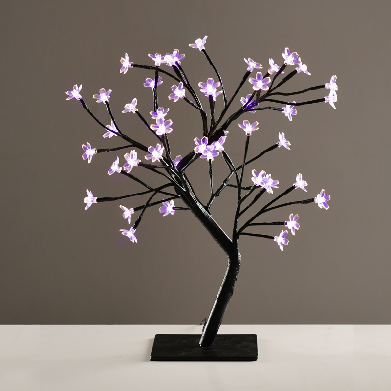 "TREE WITH FLOWERS OF SILICONE"  36LED ΛΑΜΠΑΚ ΜΕ ΑΝΤΑΠΤΟΡΑ(24V DC)ΜΩΒ IP20 45cm 3m ΜΑΥΡΟ ΚΑΛΩΔΙΟ ACA X1036841