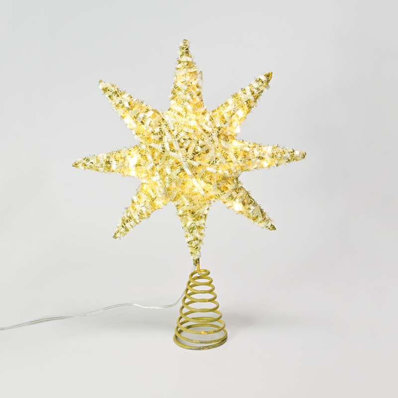 "GOLD TINSEL THREAD STAR 1" 20 MINI WW LED ΛΑΜΠ. ΜΠΑΤ. 3ΧΑΑ,IP20 28x5x20cm ACA X112011271