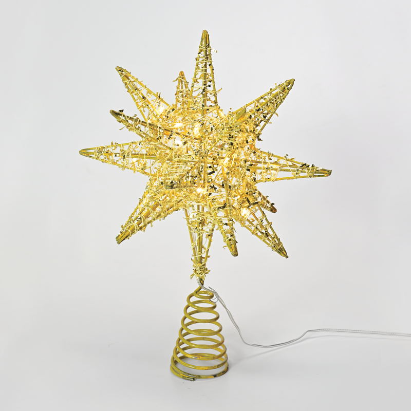 "GOLD TINSEL THREAD STAR 2" 20 MINI WW LED ΛΑΜΠ. ΜΠΑΤ. 3ΧΑΑ,IP20 28x5x20cm ACA X112011272