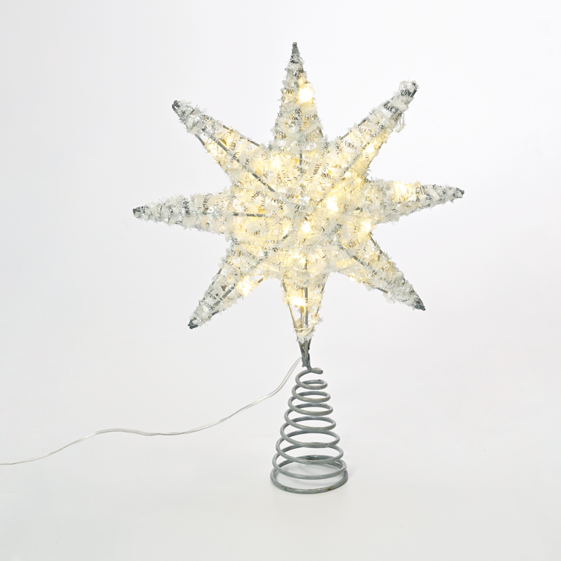 "SILVER TINSEL THREAD STAR 1" 20 MINI WW LED ΛΑΜΠ. ΜΠΑΤ. 3ΧΑΑ,IP20 28x5x20cm ACA X112011281