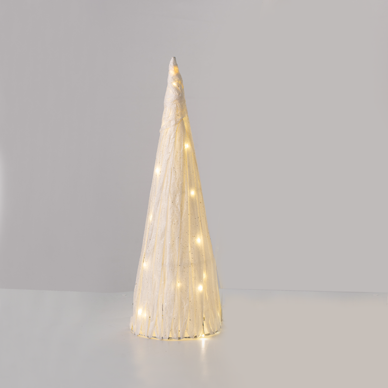 "WHITE PAPER CONE TREE" 20 MINI WW LED ΛΑΜΠ. ΜΠΑΤ. 3ΧΑΑ,IP20 Φ18.5X50cm ACA X112011321