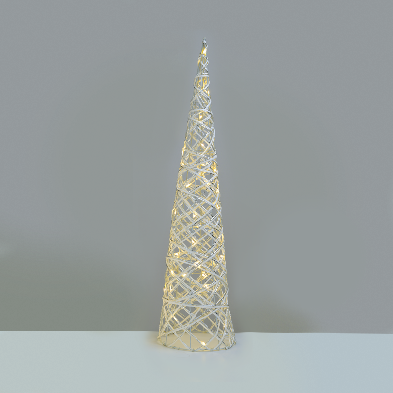 "WHITE & SILVER CONE TREE" 40 MINI WW LED ΛΑΜΠ. ΜΠΑΤ. 3ΧΑΑ,IP20 Φ20.5X80CM ACA X11401118