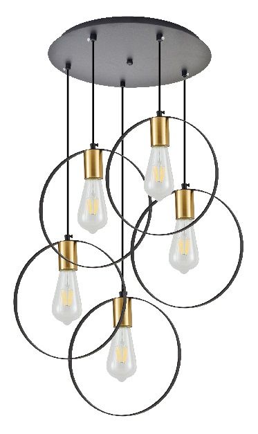 KQ 9016-5P HOOP PENDANT BLACK & BRUSHED BRASS HOMELIGHTING 77-8204