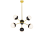 Φωτιστικό Κρεμαστό Ø58 cm Εξάφωτο Μεταβλητού Ύψους Γυαλί Οπάλ με μαύρη λεπτομέρεια/ Ανάρτηση Χρυσή Viokef Orbit 4221900