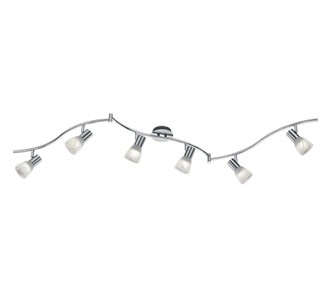 Σποτ Ράγα Εξάφωτη 180xH21cm Led 6xE14 6x470lm 3000lm Nickel Mat-Αλάβαστρος Trio Lighting Levisto 871010607