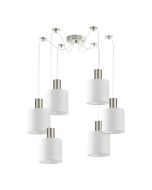 SE21-NM-4-NM6-SH1 ADEPT TUBE Nickel Matt Pendant White Fabric Shade+ HOMELIGHTING 77-8415