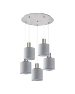 SE21-NM-4-5NM-SH2 ADEPT TUBE Nickel Matt Pendant Grey Fabric Shade+ HOMELIGHTING 77-8426