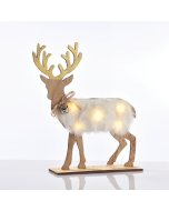 "WOODEN WHITE FELT DEER", 5 MINI LED ΛΑΜΠ. ΜΠΑΤ. (2xAAA), WW,IP20, 26X5X25CM ACA X06511212