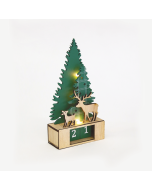 "WOODEN TREE GREEN XMAS CALENDAR", 3 LED ΛΑΜΠ. WW ΜΠΑΤ. (1ΧCR2032) ΣΤΑΘ. IP20 12Χ5.5Χ23.5CM ACA X0731627