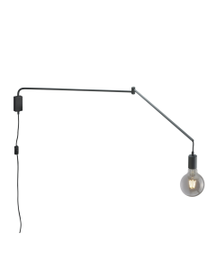 Φωτιστικό Τοίχου Vintage Μαύρο Ματ 1xE27 Βραχίονας 150cm Trio Lighting Line 200200132