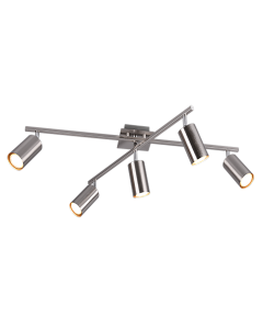 Φωτιστικό Οροφής Σποτ  Nickel Mat 77xH22cm Πεντάφωτο 5xGU10 Trio Lighting Marley 612400507