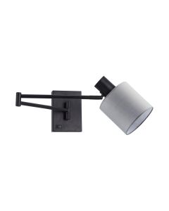 SE21-BL-52-SH2 ADEPT WALL LAMP Black Wall Lamp with Switcher and Grey Shade+ HOMELIGHTING 77-8380