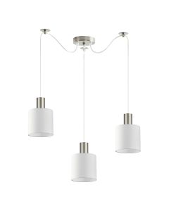 SE21-NM-4-NM3-SH1 ADEPT TUBE Nickel Matt Pendant White Fabric Shade+ HOMELIGHTING 77-8416