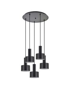 SE21-BL-4-5BL-MS1 ADEPT TUBE Black Pendant Black Metal Shade+ HOMELIGHTING 77-8545