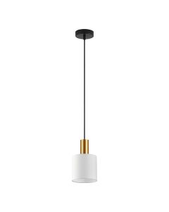 SE21-GM-4-SH1 ADEPT TUBE Gold Matt Pendant White Fabric Shade+ HOMELIGHTING 77-8596