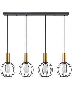 SE21-GM-4-4BL-GR1 ADEPT TUBE Gold Matt Pendant Black Metal Grid+ HOMELIGHTING 77-8630