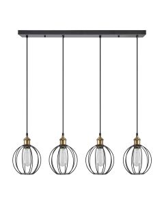 SE21-BR-10-4BL-GR2 MAGNUM Bronze Metal Pendant Black Metal Grid with Black Fabric Cable+ HOMELIGHTING 77-8716