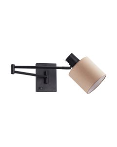 SE21-BL-52-SH3 ADEPT WALL LAMP Black Wall Lamp with Switcher and Brown Shade+ HOMELIGHTING 77-8874