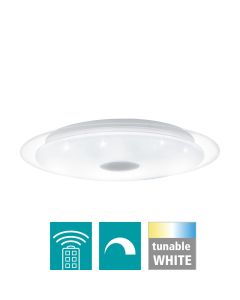 Πλαφονιέρα Οροφής Λευκή 40xH7,5cm LED 3000-4000-5000Κ 2300lm Τηλεχειριστήριο-Λειτουργία Μνήμης Eglo Lanciano  98323