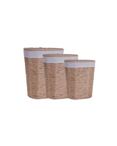 Σετ 3 Καλάθια Bamboo Μπεζ 48x35x53cm,42x30x48cm,36x25x42cm Etoile LM-502B