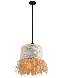 Φωτιστικό Κρεμαστό Μονόφωτο 1xE27 D350xH1500mm Raffia Natural Lilo Viokef 4305400